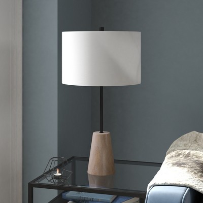Hudson and Canal 25.5" Limed Oak Table Lamp with Fabric Shade