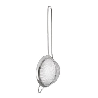 BergHOFF Essentials 18/8 Stainless Steel Fine Mesh Strainer, Long, Ergonomically Designed Handle, Dishwasher Safe