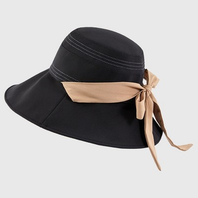 Anna-Kaci Foldable Wide - Brim Sun Hat with Bow Accent