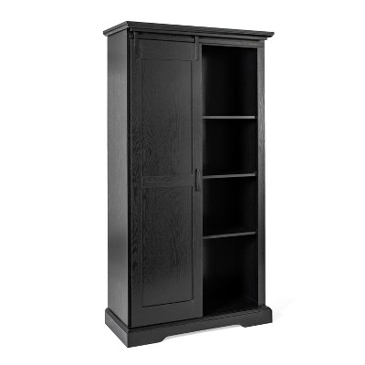 Merrick Lane Farmhouse Storage Cabinet, Semi-Open Storage with Sliding Barn Door