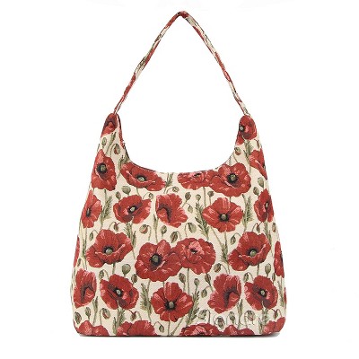 Signare USA Poppy Red Floral Hobo Shoulder Bag