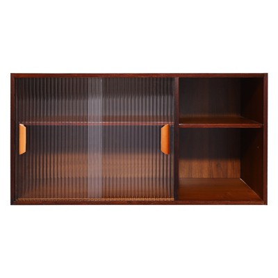 YIYIBYUS Small Kitchen Pantry Cabinet, Wall Sideboard with Glass Doors
