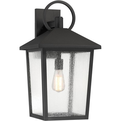 John Timberland Westmont 22" High Modern Outdoor Wall Light Fixture Mount Porch House Exterior Weatherproof Sand Black Aluminum Seeded Glass Shade