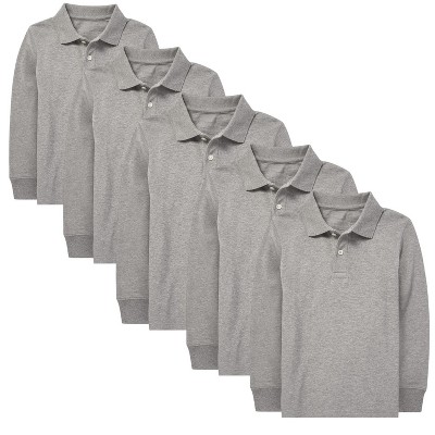 Kids And Boys 5 Pack Long Sleeve Pique School Uniform Polos