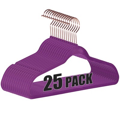 VECELO 25/30/50/60/100 pk Velvet Clothes Hangers Non Slip & Space-Saving Clothes Hangers with Finger Clips & Tie Rack 9 Color