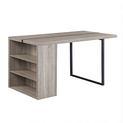 60" Patwin Dining Table Gray Oak/Black Finish - Acme Furniture: MDF Construction, Seats 3, No Assembly Required