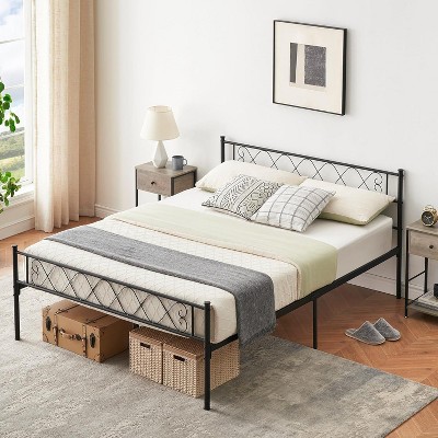 Metal Twin Bed Frame for Girls/Boys, Twin Size Platform Bed Frame with Iron-Art Sweet Heart, Under Bed Storage, Easy Assembly