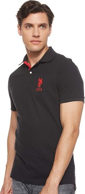 U.S. Polo Assn. Men's Short-Sleeve Polo Shirt with Applique, Casual Summer Slim Fit Polo Shirt with Contrast Color