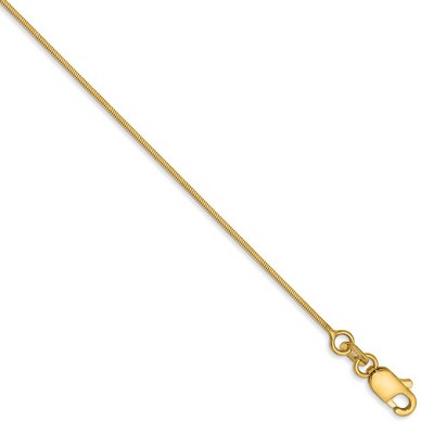 Black Bow Jewelry 0.8mm, 14k Yellow Gold, Octagonal Snake Chain Anklet or Bracelet