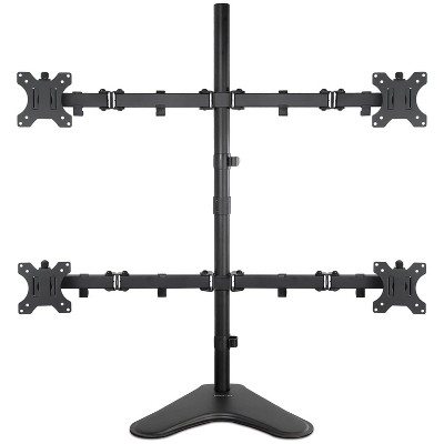 Mount-It! Quad Monitor Stand, Height Adjustable Free Standing 4 Screen Mount Fits Monitors up to 32 Inches, Black, Steel