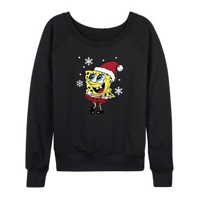 Women's - SpongeBob SquarePants - Dear Santa Lightweight French Terry Wide Neck Long Sleeve Graphic Shirt