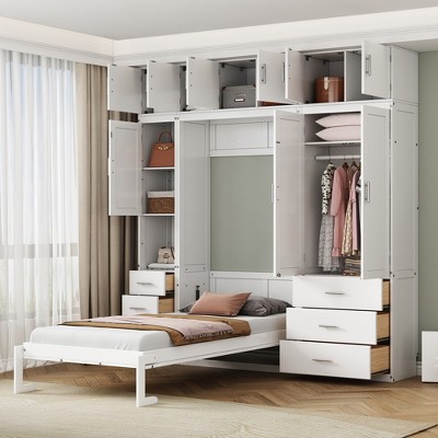 Whisen Modern Design Murphy Bed with Built-in Wardrobe and Lockers