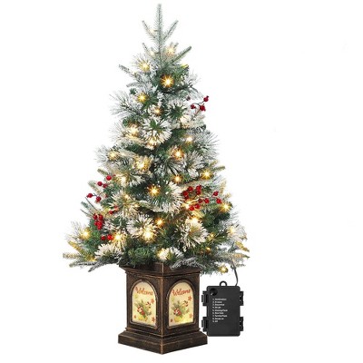 Whizmax 3FT Prelit Christmas Tree with Prelit Premium 78 LED 8 Mode Battery Powered for Christmas Decoration, Home, Office with Ginger man Base