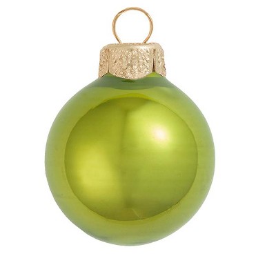 Northlight Small Pearl Finish Glass Christmas Ball Ornaments - 2" (50mm) - Kiwi - 28ct