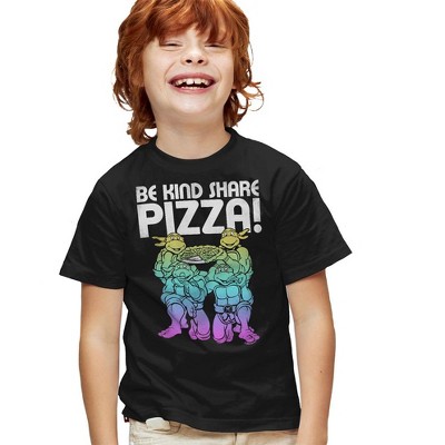 Teenage Mutant Ninja Turtles Be Kind Share Pizza Kids T Shirt For Youth  Black