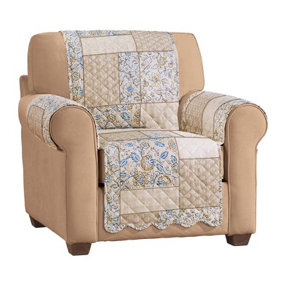 Collections Etc Tonal Floral Patchwork Scalloped Edge Furniture Cover