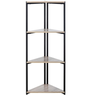 Logan 4 Tier Corner Book Shelf - ETG4200 - Light Grey Oak/Black - Safavieh