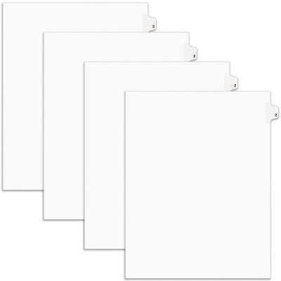 Avery Legal Exhibit Binder Dividers, Preprinted No. 2 Side Tabs, Unpunched Letter Size, 25 Tabs per Set, 4 Packs, 100 Tabs Total (11912)