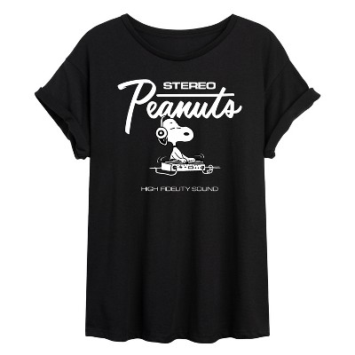 Women's - Peanuts - Stereo Snoopy Dj Oversized Graphic T-Shirt