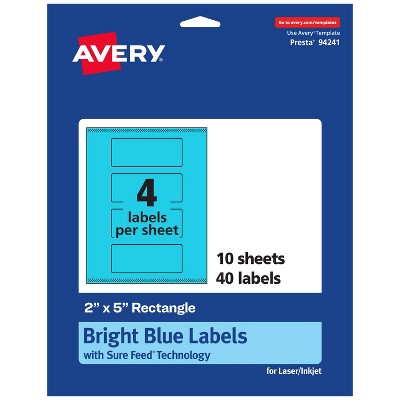Avery Bright Blue Paper Labels, 2" x 5" Rectangle