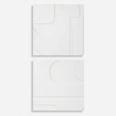 Uttermost Contours Wood Wall Decor, Set Of 2, White