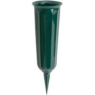 Novelty Plastic Round Bottom Memorial Vase, Green, 9.75in (Pack of 1)