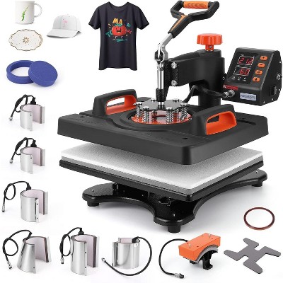 Heat Press Machine for T Shirts, Auto Hat Heat Press Sublimation, 800W 360° Rotation Swing-Away, Dual-Tube Heating Printing for DIY