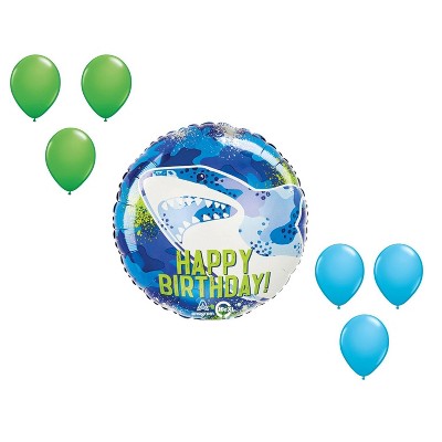 LOONBALLOON Birthday Shark Balloon Medium Shape Set (6x latex)