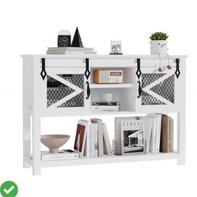 46" Farmhouse Entryway Table Farmhouse Entryway Table with Sliding Barn Doors and Storage - White Console Table