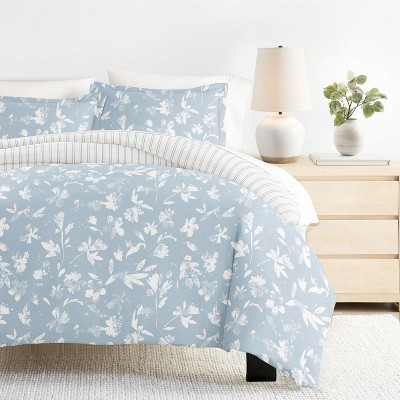 8PC Bedding Bundle, Patterned Duvet Cover, White Comforter and Solid Sheet Set - Becky Cameron