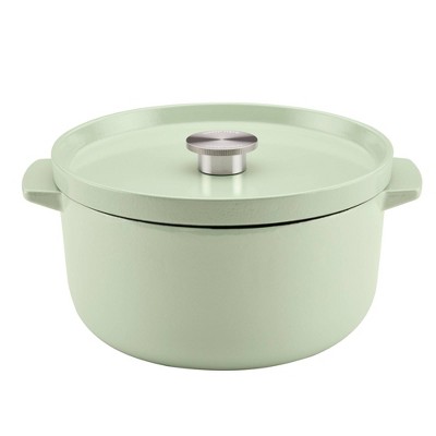 KitchenAid 6qt Enameled Cast Iron Induction Dutch Oven Pistachio: Lifetime Warranty, Hand Wash, Electric & Gas Compatible