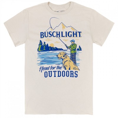 Mens Busch Light Head for The Outdoors Lake Fishing T-Shirt