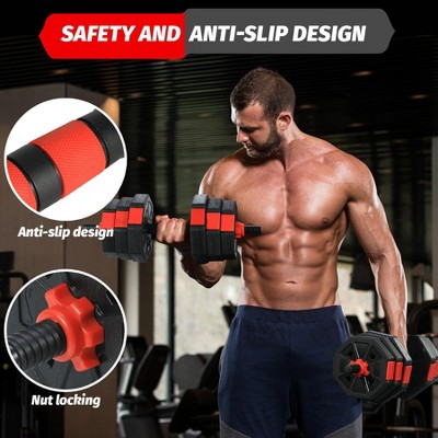 88LB Adjustable Octagonal Dumbbell Set (2-Pack) - 3-in-1 Barbell/Kettlebell for Full Body & Muscle Training
