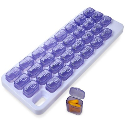 MEDca Monthly Pill Organizer – 31 Day Pill Box with Large Removable Pods, Portable Case & Holder for Daily Medication, Vitamins & Travel, Purple