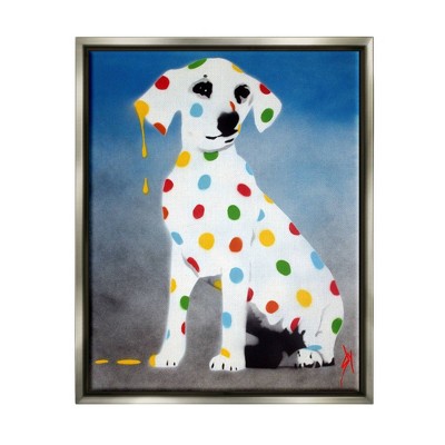 Kids' Wall Art By ale Saiz Studio Urban Style Abstract Dog Polka Dots Gray Framed Kids' Floater Canvas - Stupell Industries