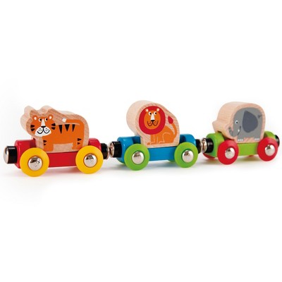 Hape: Jungle Journey Train - 3 Magnetic Linking Toy Trains,18 Months+