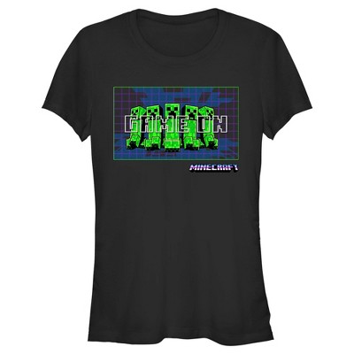 Juniors Womens Minecraft Creepers Game On T-Shirt
