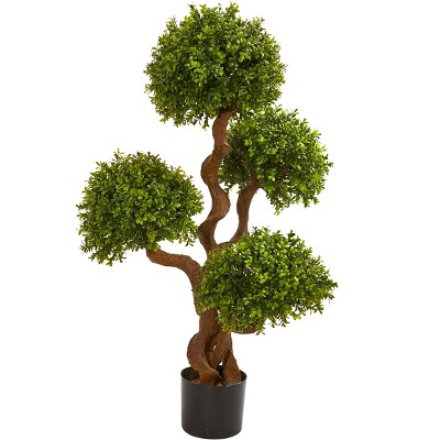 Nearly Natural 3.5-ft Four Ball Boxwood Artificial Topiary Tree