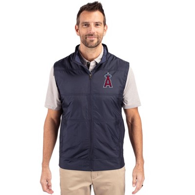 Los Angeles Angels Cutter & Buck Stealth Hybrid Quilted Mens Big and Tall Windbreaker Vest