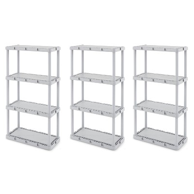 Gracious Living 4-Shelf Tier Plastic Resin Multi-Purpose Light Duty Indoor Garage Storage Organizer Shelves