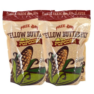 Yellow Butterfly Un-Popped Popcorn | Pack of 2 | 3 lb | Non-GMO | Free Day Popcorn
