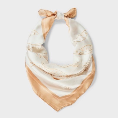 Women's Fish Pattern Scarf - A New Day™ Tan