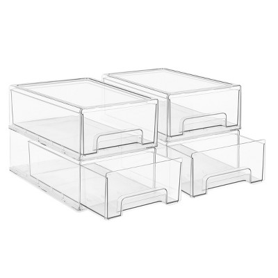 Sorbus 2 Pack Medium Clear Plastic Stackable Drawers with Handles - LaundryOffice, Closet, Home, Bathroom, Organization and Storage
