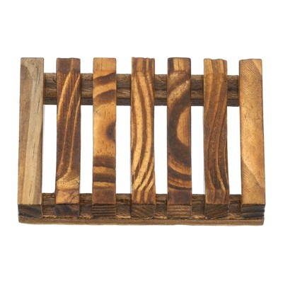 Unique Bargains Wooden Natural Self Draining Bathroom Kitchen Sink Soap Dish