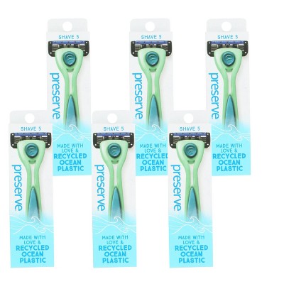Preserve Green Shave 5 Razor Handle and 1 Blade - 6 ct
