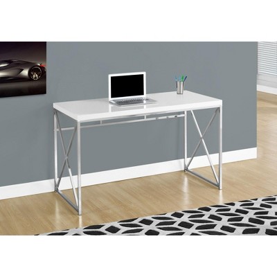 PAGED Simple Modern Computer Desk, 47.25" Home Office Desk with Wooden Desktop and X-design Metal Legs for Office, Study