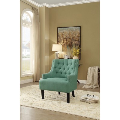 NicBex 1pc Accent Chair with  Button Tufted Textured Fabric Solid Wood Lounge Chair Reading Chair Comfy Chair for Living Room Bedroom Studio
