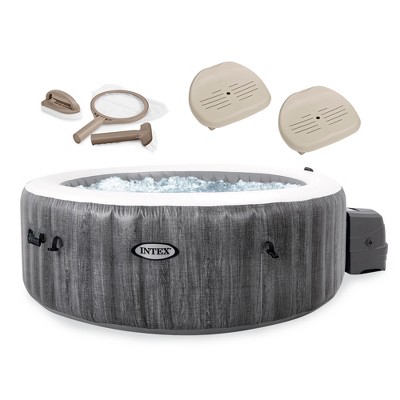 Intex PureSpa Greywood Deluxe Spa Set, 170 Bubble Jet Hot Tub with Cover