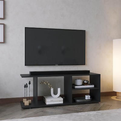 CAVINAS Simple Design TV Stand with 4 Open Shelves and Cable Management Media Console Entertainment Center