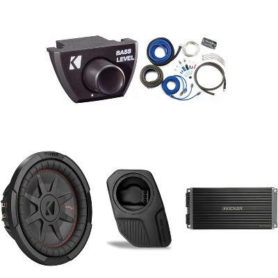 Kicker 48CWRT104 Subwoofer BR-DS10U Add-On & 47KEY5001, Bass Knob, CK8 Amp Kit Bundle Compatible With 2021-2025 Ford Bronco 4-Door Rear Door